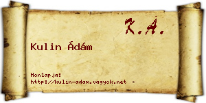Kulin Ádám névjegykártya